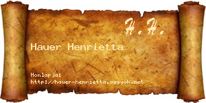 Hauer Henrietta névjegykártya